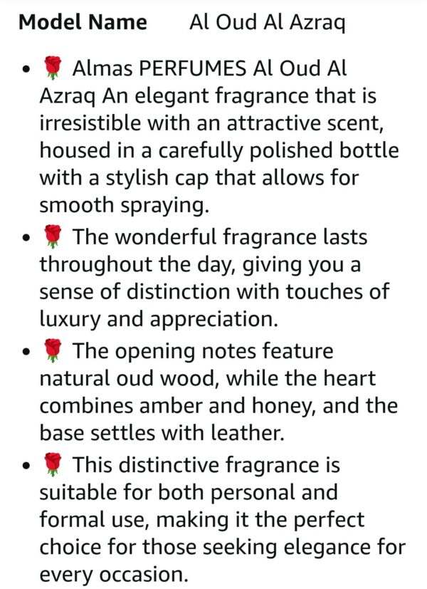 Al Oud Al Azraq 100ml
العود الأزرق من الماس ١٠٠ملي