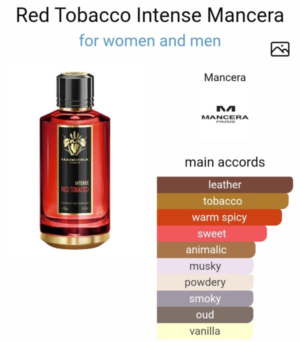 Red Tobacco Intense Mancera 120ml Extrait De Parfum
مانسيرا ريد توباكو انتنس اكستريت دو بارفم ١٢٠ملي