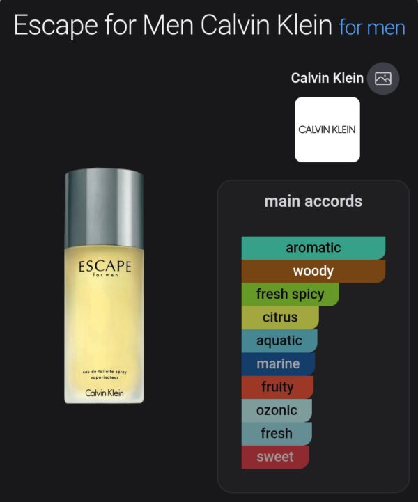 Escape For Men CK EDT 100ml
اسكاب فور مين كلفن كلاين او دو تواليت