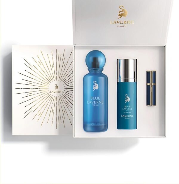 LAVERNE 7:00AM SET (200ML BLUE LAVERNE / 100ML BODY MIST/ EXTERNAL REFILLABLE)
مجموعة لافيرن ٧ص (عطر بلو لافيرن ٢٠٠ملي/ سبلاش ١٠٠/ ملأ ١٠ملي )