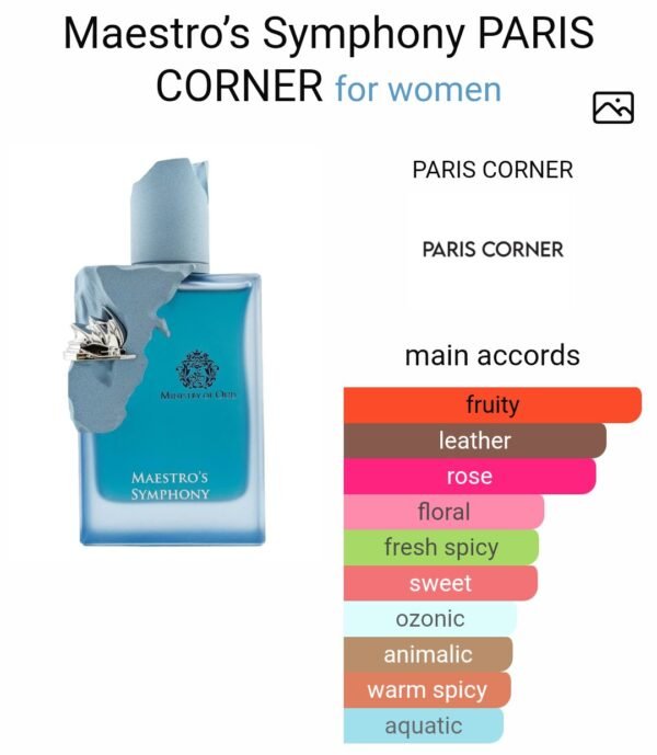 Maestros Symphony 100ml
مايسترو سينفوني من ( باريس كورنر )