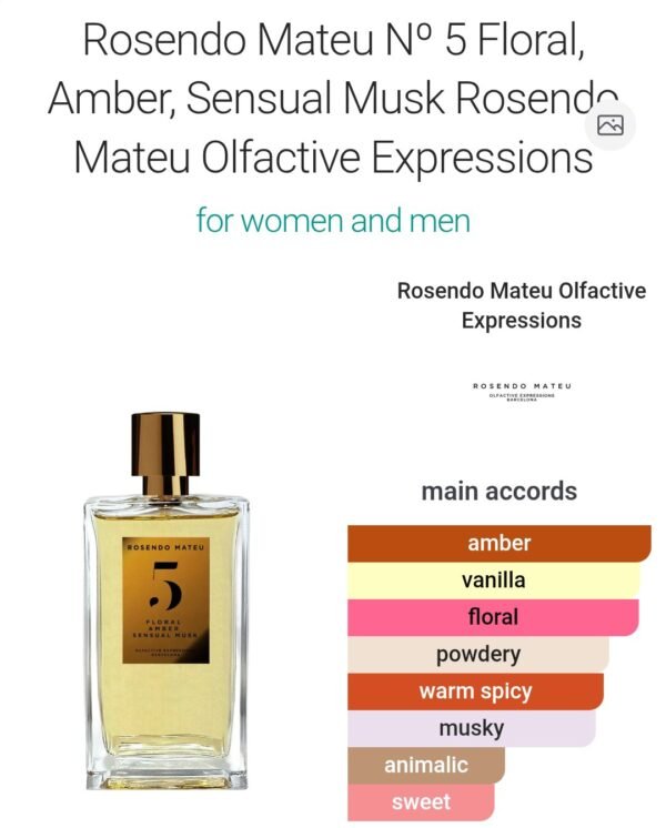 Rosendo Mateu N 5 100ml
روسيندو ماتيو نوم فايف ١٠٠ملي
