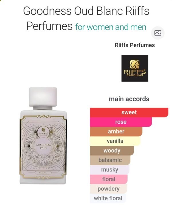 Goodness Oud Riffs 100ml
جودنس عود بلانش من ريفس ١٠٠ملي