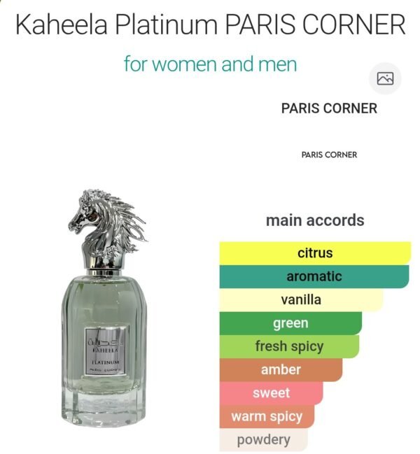 Kaheela Platinum 100ml
كحيله بلاتينيو ١٠٠ملي من باريس كورنر