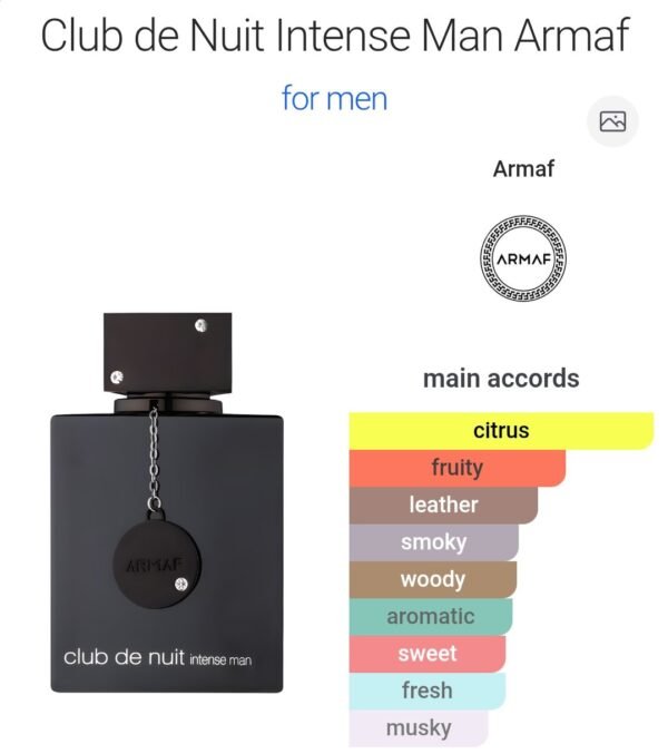 Club De Nuit Intense Man EDT 105ml Armaf
كلوب دي نوي انتنس او دو تواليت ١٠٥ملي
