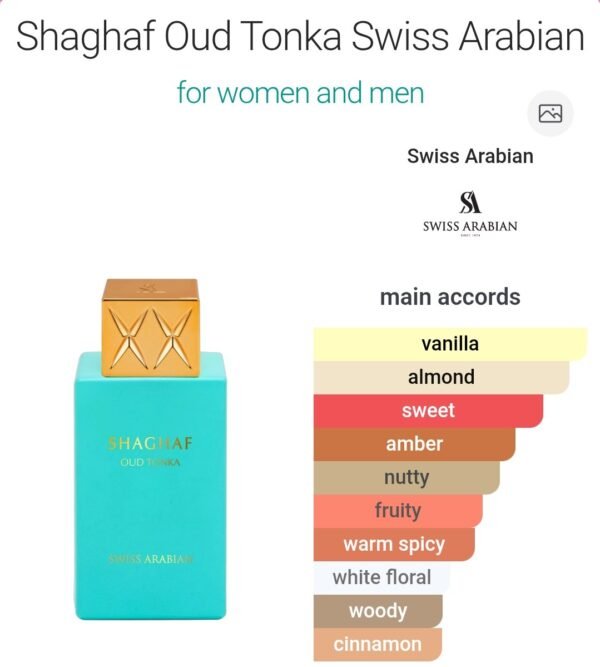 Shaghaf Oud Tonka 75ml
شغف عود تونكا ٧٥ملي من سويس اريبيان