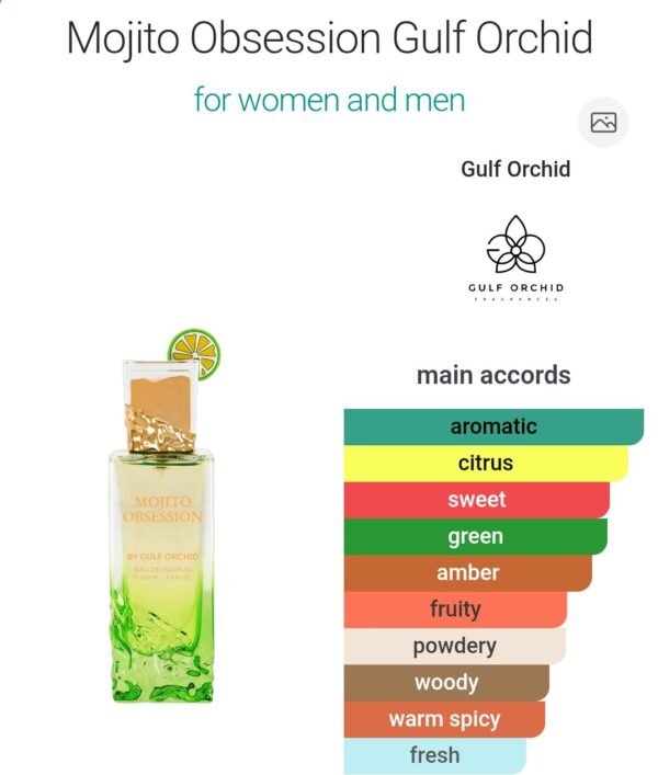 Mojito Obsession Gulf Orchid
موهيتو اوبسيشن ١٠٠ملي من جولف اوركيد