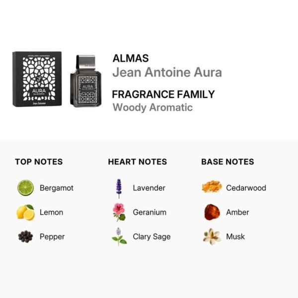 Aura EDP Jean Antoine 100ml
اورا چين انطوان الماس ١٠٠ملي
