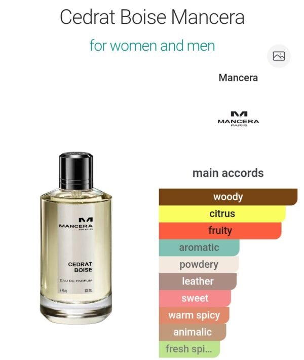 Mancera Cedrat Boise 120ML
مانسيرا سيدرا بوازي ١٢٠ملي