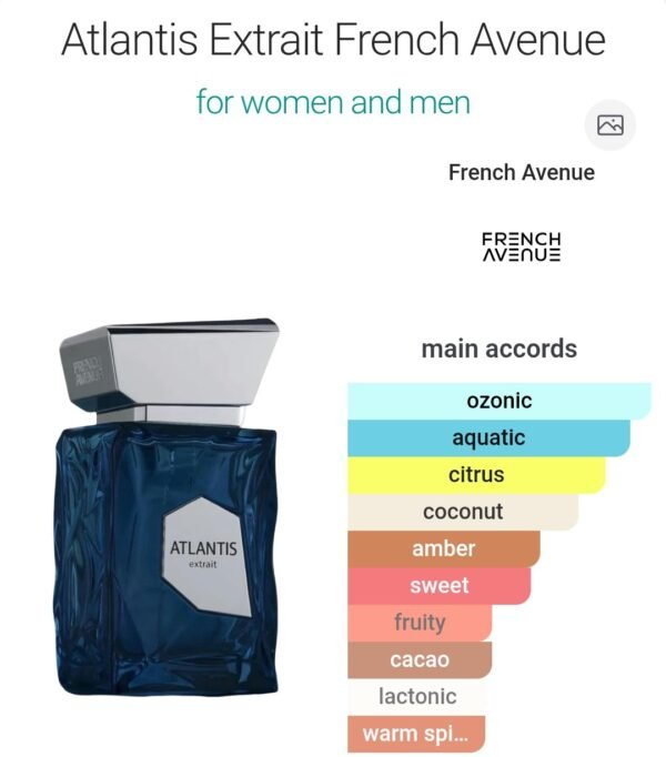 Atlantis Extrait 100ml
اطلانتس اكستريت ١٠٠مل من فرينش اڤينو