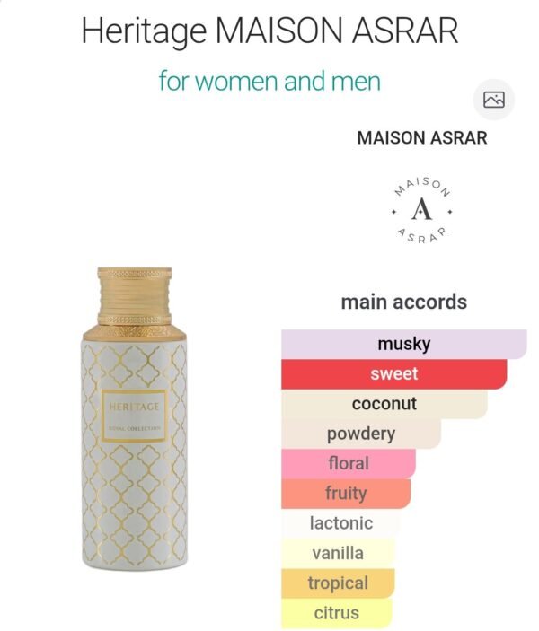 Heritage 100ml Maison Asrar
هيرتاچ ١٠٠ملي من ميزون اسرار