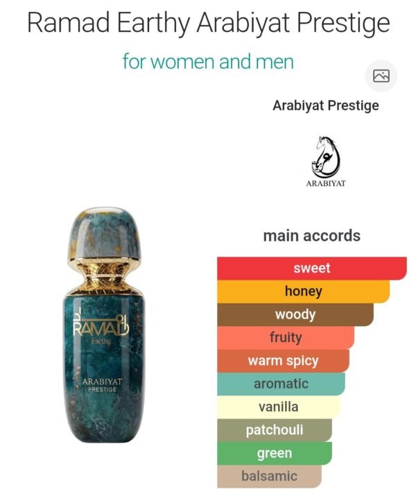 Ramad Earthy 100ml Arabiyat
رماد ايرثي ١٠٠ملي من عربيات بريستيچ