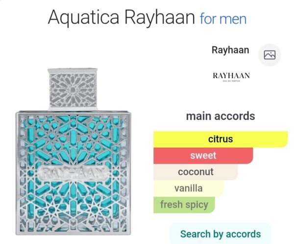 Rayhaan Aquatica 100ml
ريحان اكواتيكا ١٠٠ملي